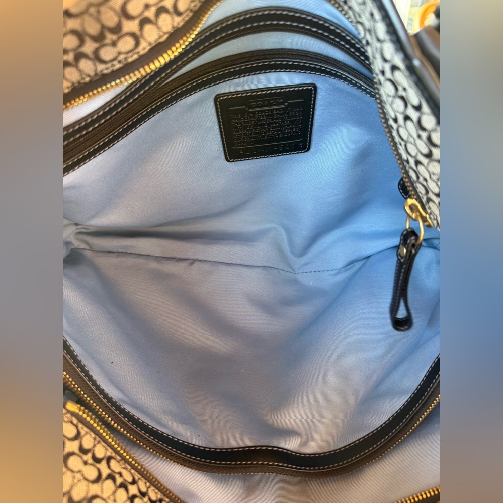 Coach Signature Jacquard Tote Bag in Charcoal/Black Mini Cs Business Travel - Picture 8 of 8